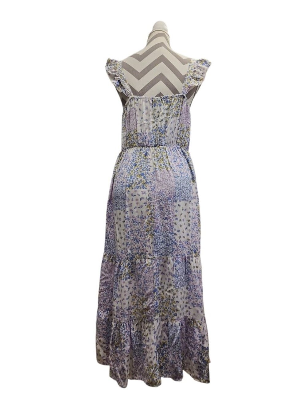 cottagecore patchwork floral maxi dress art class target lavender ruffle xl - Picture 3 of 9